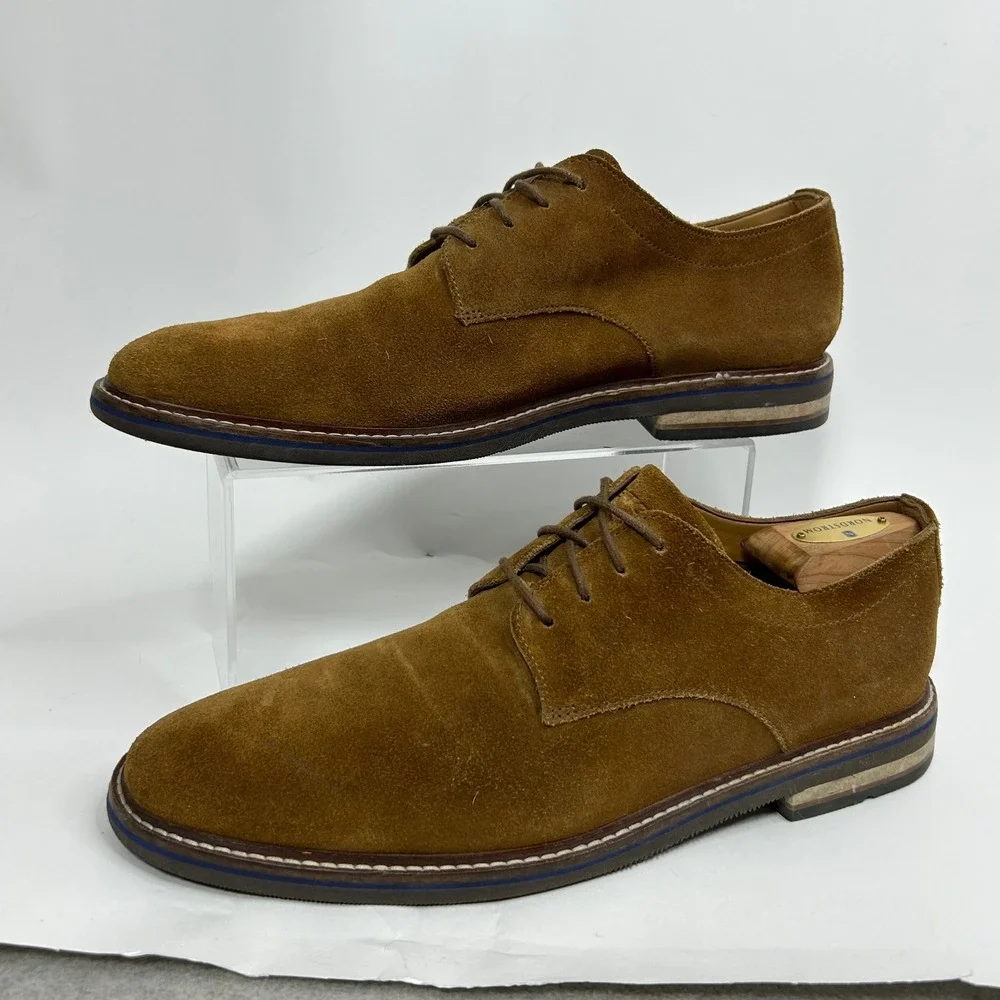 Bostonian Dezmin Plain Mens Tan‎ Suede Derby Oxford Shoes 11 Ortholite footbed